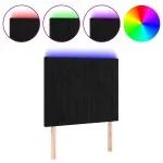 Tăblie de pat cu LED, negru, 90x5x118/128 cm, catifea