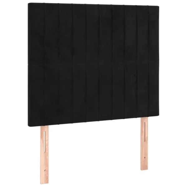 Tăblie de pat cu LED, negru, 90x5x118/128 cm, catifea