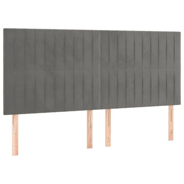 Tăblie de pat cu LED, gri deschis, 160x5x118/128 cm, catifea
