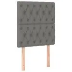 Tăblie de pat cu LED, gri închis, 80x7x118/128 cm, textil
