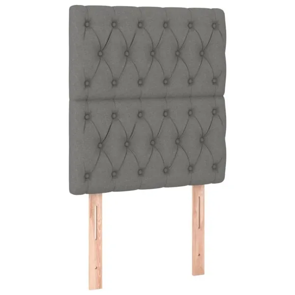 Tăblie de pat cu LED, gri închis, 80x7x118/128 cm, textil