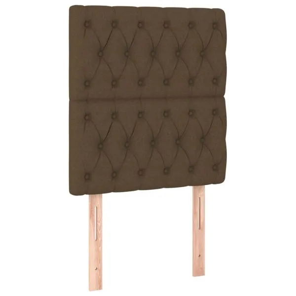 Tăblie de pat cu LED, maro închis, 80x7x118/128 cm, textil