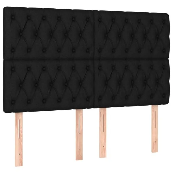 Tăblie de pat cu LED, negru, 160x7x118/128 cm, textil