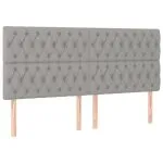 Tăblie de pat cu LED, gri deschis, 200x7x118/128 cm, textil