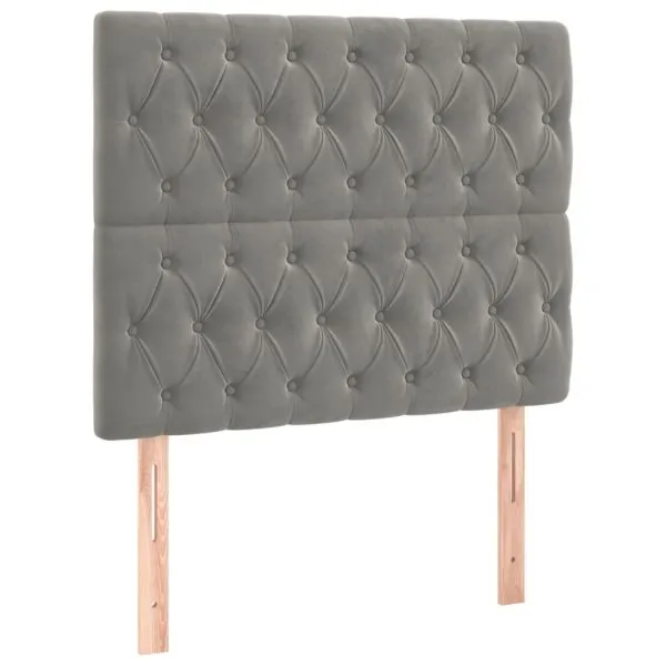 Tăblie de pat cu LED, gri deschis, 90x7x118/128 cm, catifea