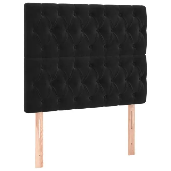 Tăblie de pat cu LED, negru, 100x7x118/128 cm, catifea