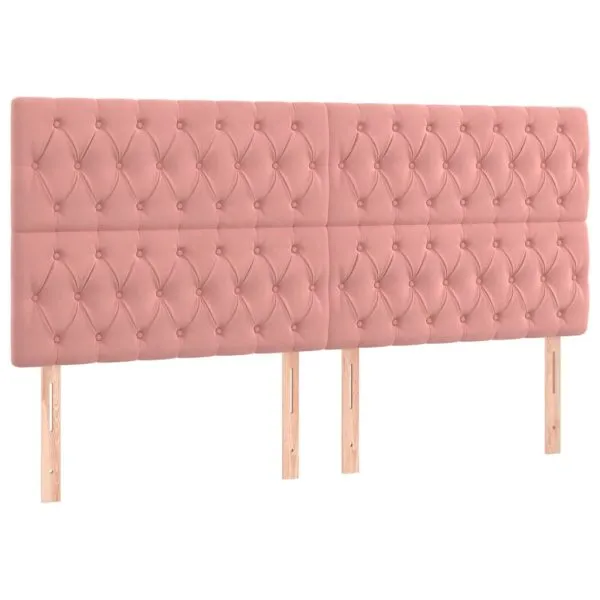Tăblie de pat cu LED, roz, 180x7x118/128 cm, catifea