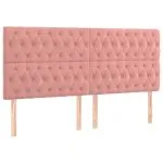 Tăblie de pat cu LED, roz, 200x7x118/128 cm, catifea