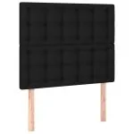 Tăblie de pat cu LED, negru, 100x5x118/128 cm, textil