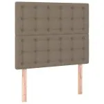Tăblie de pat cu LED, gri taupe, 100x5x118/128 cm, textil