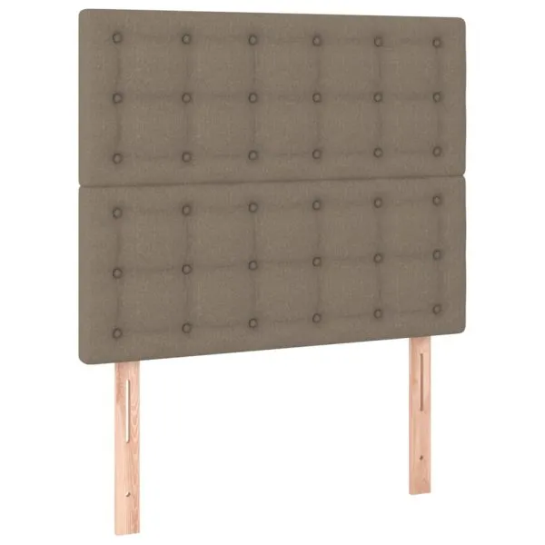 Tăblie de pat cu LED, gri taupe, 100x5x118/128 cm, textil