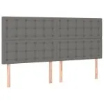 Tăblie de pat cu LED, gri închis, 180x5x118/128 cm, textil