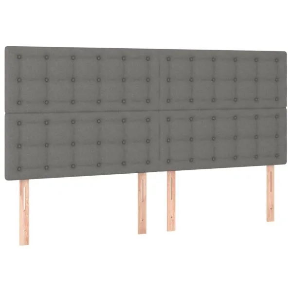 Tăblie de pat cu LED, gri închis, 180x5x118/128 cm, textil