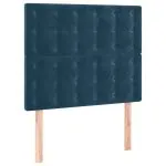 Tăblie de pat cu LED, albastru închis, 80x5x118/128cm, catifea
