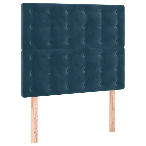Tăblie de pat cu LED, albastru închis, 80x5x118/128cm, catifea