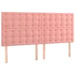 Tăblie de pat cu LED, roz, 160x5x118/128 cm, catifea