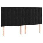 Tăblie de pat cu LED, negru, 183x16x118/128 cm, catifea
