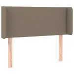 Tăblie de pat cu LED, gri taupe, 83x16x78/88 cm, textil