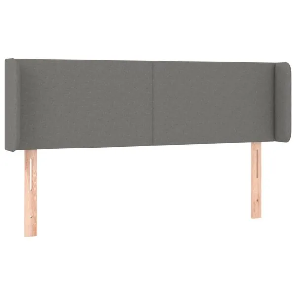 Tăblie de pat cu LED, gri închis, 147x16x78/88 cm, textil