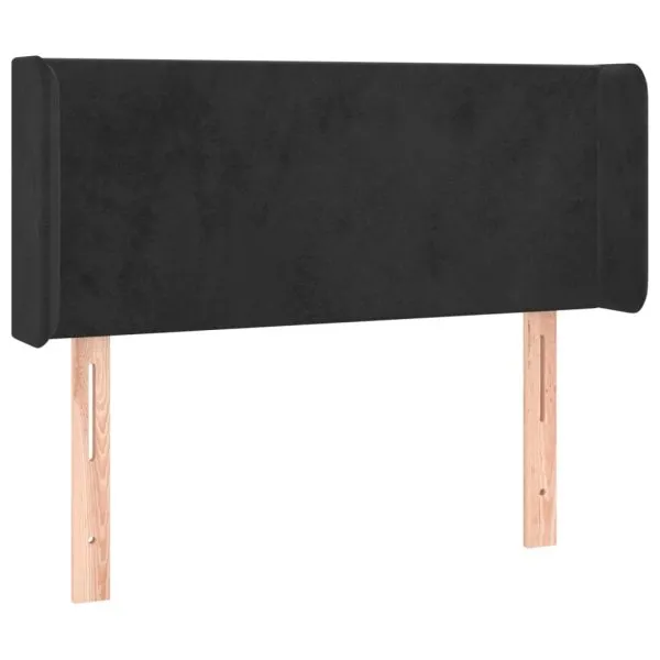Tăblie de pat cu LED, negru, 83x16x78/88 cm, catifea