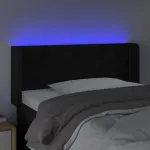 Tăblie de pat cu LED, negru, 83x16x78/88 cm, catifea