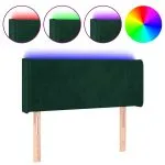 Tăblie de pat cu LED, verde închis, 93x16x78/88 cm, catifea