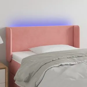Tăblie de pat cu LED, roz, 93x16x78/88 cm, catifea