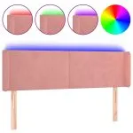 Tăblie de pat cu LED, roz, 147x16x78/88 cm, catifea