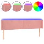 Tăblie de pat cu LED, roz, 183x16x78/88 cm, catifea