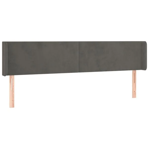 Tăblie de pat cu LED, gri închis, 203x16x78/88 cm, catifea