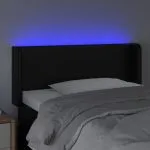 Tăblie de pat cu LED, negru, 83x16x78/88 cm, piele ecologică