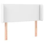 Tăblie de pat cu LED, alb, 93x16x78/88 cm, piele ecologică