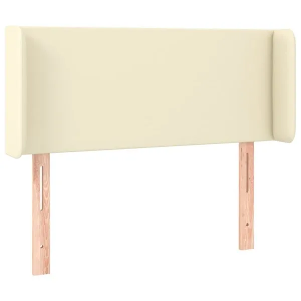 Tăblie de pat cu LED, crem, 103x16x78/88 cm, piele ecologică