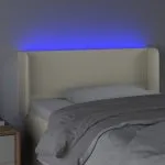 Tăblie de pat cu LED, crem, 103x16x78/88 cm, piele ecologică