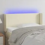Tăblie de pat cu LED, crem, 103x16x78/88 cm, piele ecologică