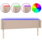 Tăblie de pat cu LED cappuccino 183x16x78/88 cm piele ecologică