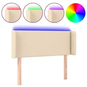Tăblie de pat cu LED, crem, 83x16x78/88 cm, textil