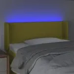 Tăblie de pat cu LED, verde, 83x16x78/88 cm, textil