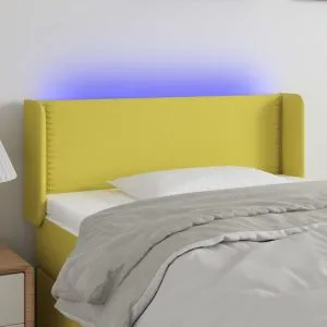 Tăblie de pat cu LED, verde, 83x16x78/88 cm, textil