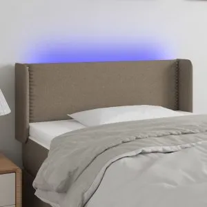 Tăblie de pat cu LED, gri taupe, 93x16x78/88 cm, textil