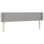 Tăblie de pat cu LED, gri deschis, 203x16x78/88 cm, textil