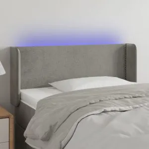 Tăblie de pat cu LED, gri deschis, 83x16x78/88 cm, catifea