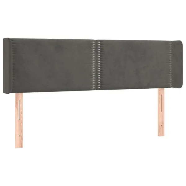 Tăblie de pat cu LED, gri închis, 147x16x78/88 cm, catifea