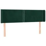 Tăblie de pat cu LED, verde închis, 147x16x78/88 cm, catifea
