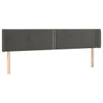 Tăblie de pat cu LED, gri închis, 163x16x78/88 cm, catifea
