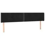 Tăblie de pat cu LED, negru, 203x16x78/88 cm, catifea