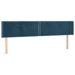 Tăblie de pat cu LED, albastru închis, 203x16x78/88 cm, catifea