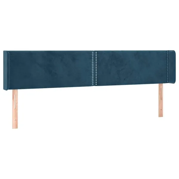 Tăblie de pat cu LED, albastru închis, 203x16x78/88 cm, catifea