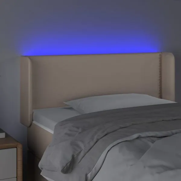 Tăblie de pat cu LED, cappuccino 103x16x78/88cm piele ecologică