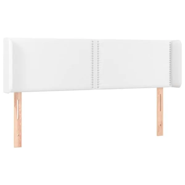 Tăblie de pat cu LED, alb, 147x16x78/88 cm, piele ecologică